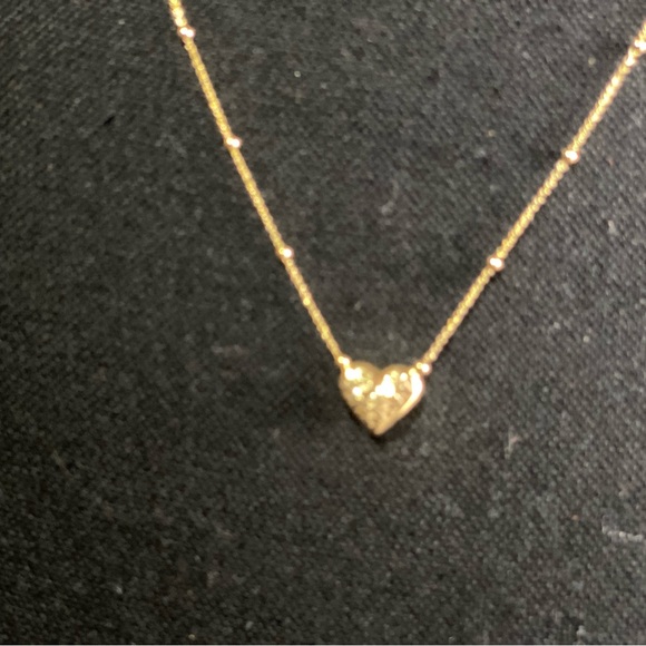 14k gold 18in beaded chain with heart necklace - Picture 8 of 12